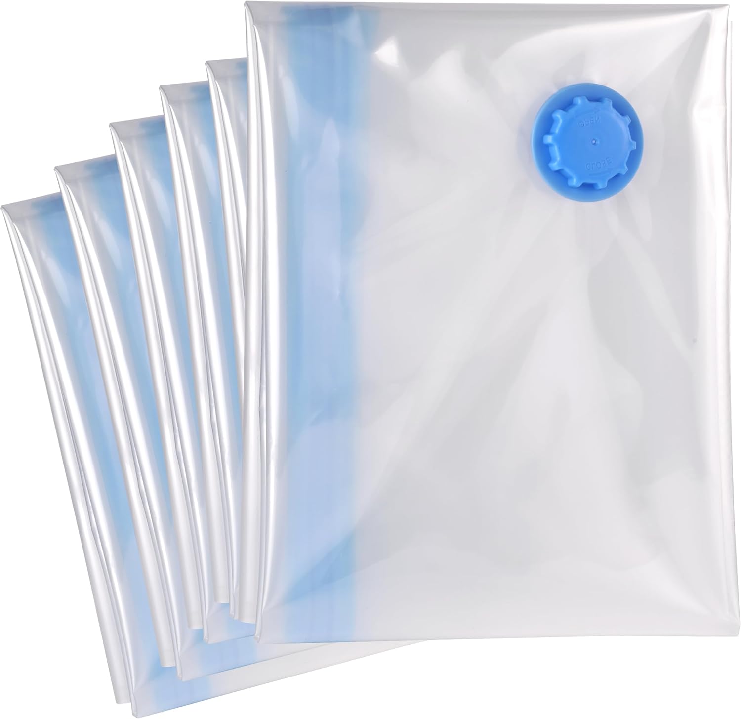 FIGG XXL Vakuumbeutel, 6er Set, transparent mit blauem Ventil